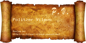 Politzer Vilmos névjegykártya